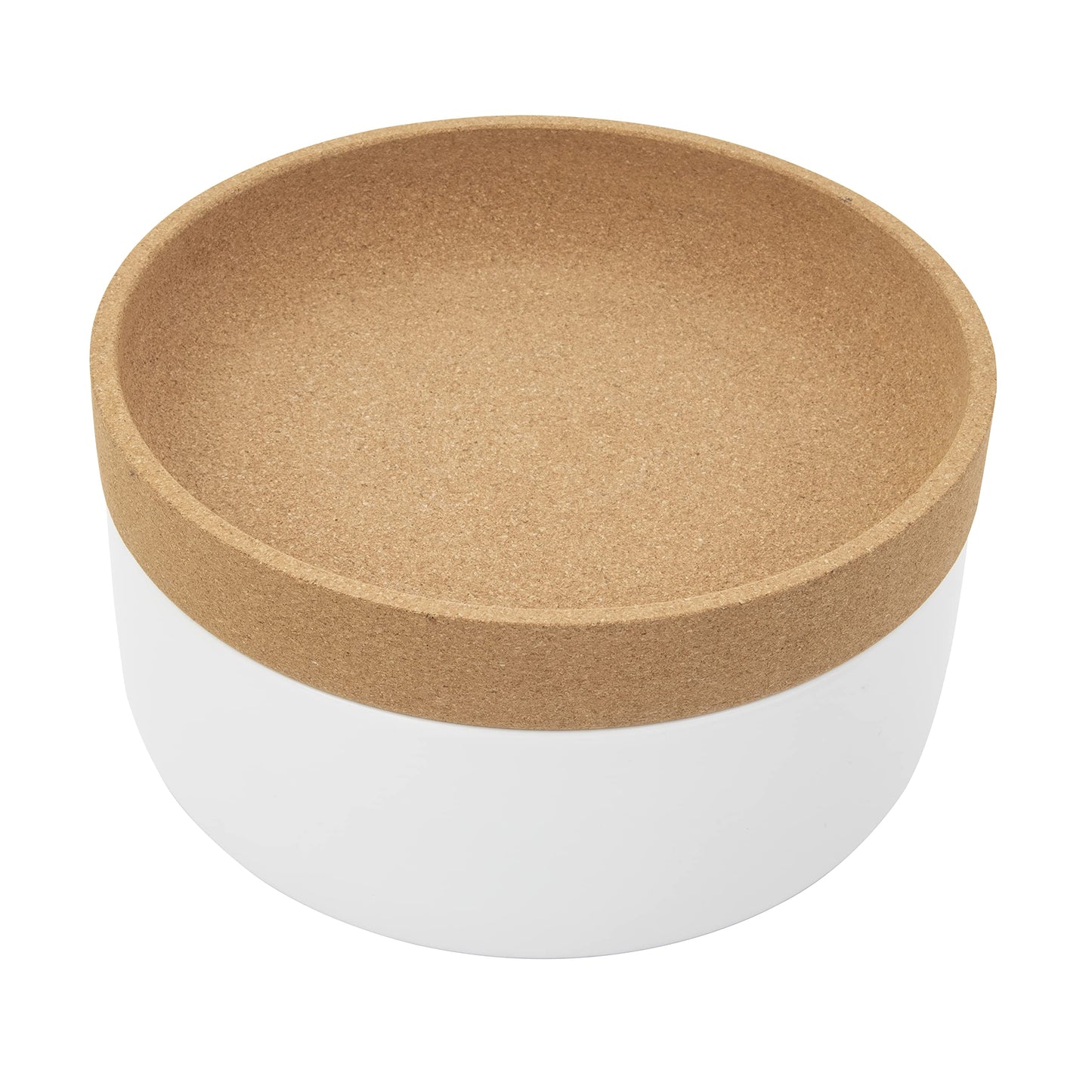 Kamenstein 2 Compartment Large Bowl Extends Produce Freshness, 11 x 11 x 6 Inch, Natural Cork and White Ceramic